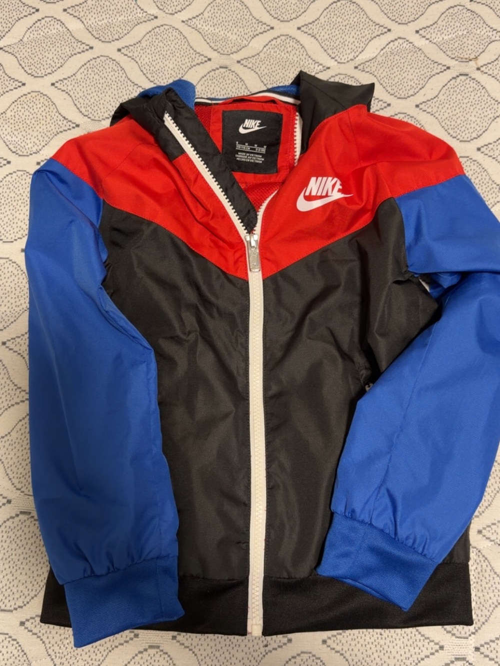 Nike Kids Red, Blue & Black Colorblock Hooded Jacket